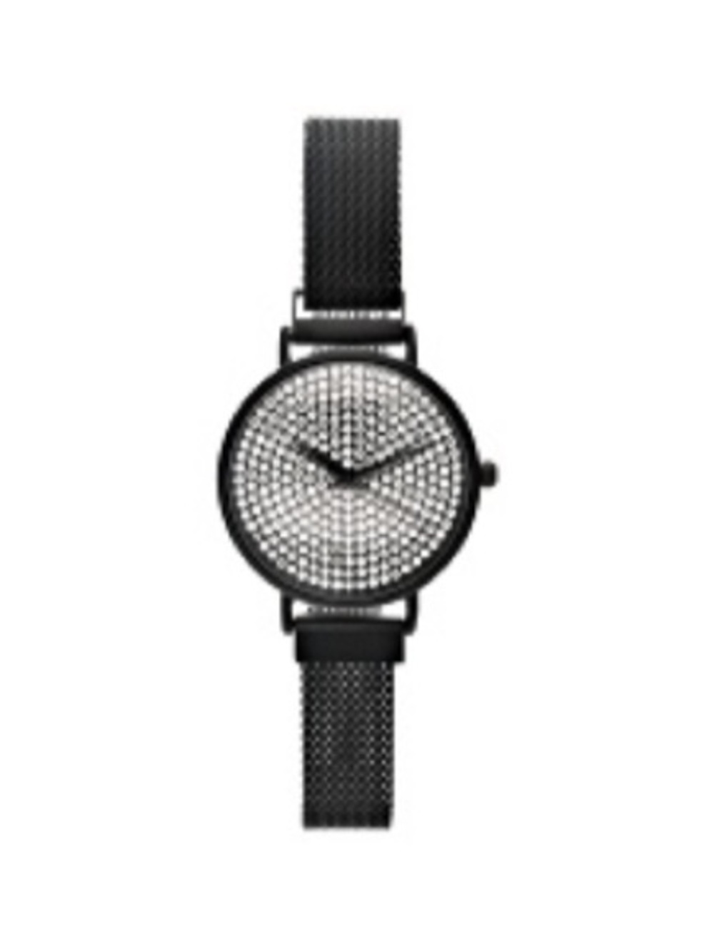 LADIES BLACK TONE STAINLESS
STEEL MESH BAND WITH
MAGNETIC CLASP & CRYSTAL
WATCH